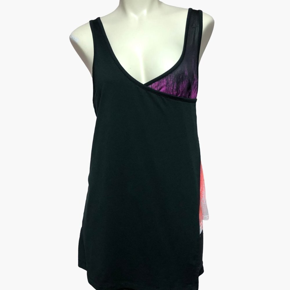 FOX Racing Black/Pink/Orange Athletic Tank Top Size Med